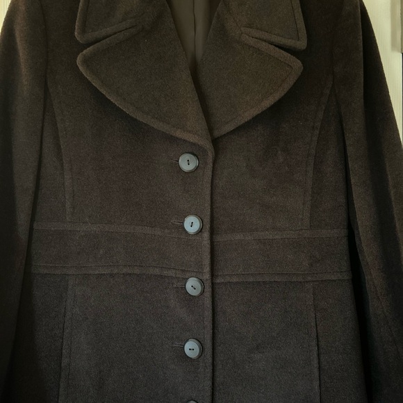 NWT JNY Wool blend brown long pea coat size 10 - Picture 2 of 11